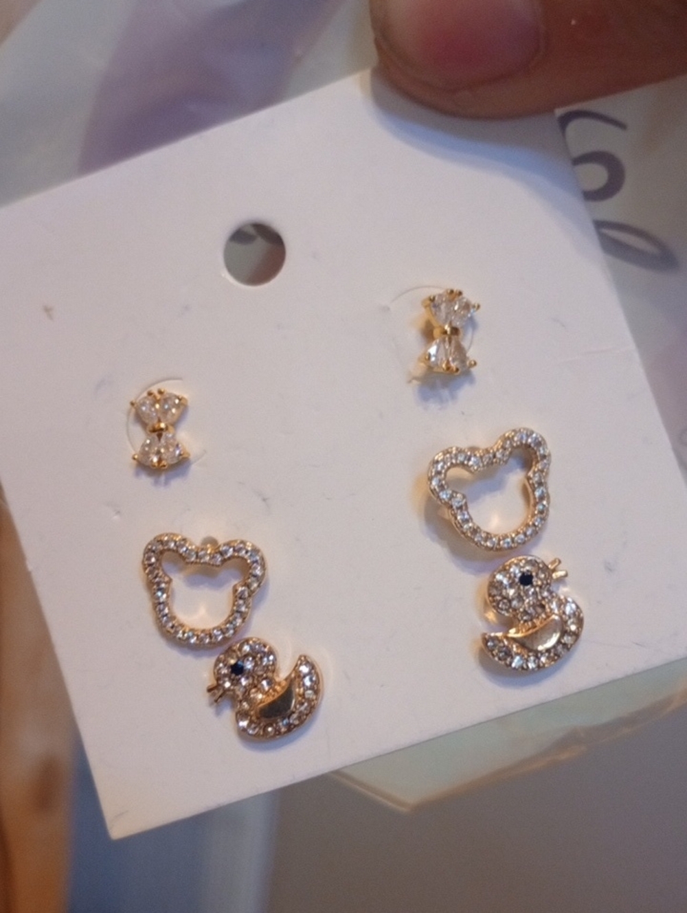 ❤️E Individual Set $8 Or Bundle 4/$20 Gold Tone Crystal Bear & Duck Earring Set
